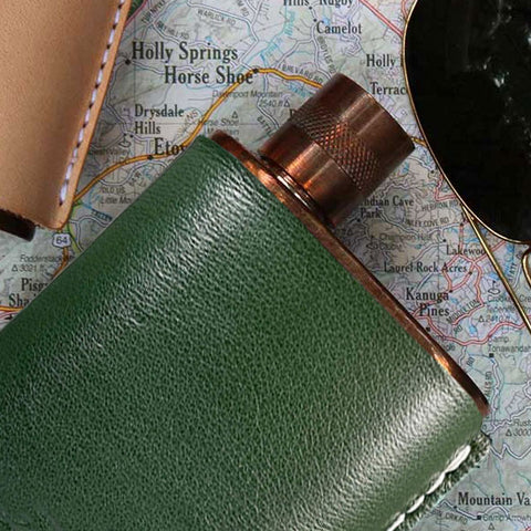 Jacob Bromwell Main Catalog Jade Leather Flask Sleeve