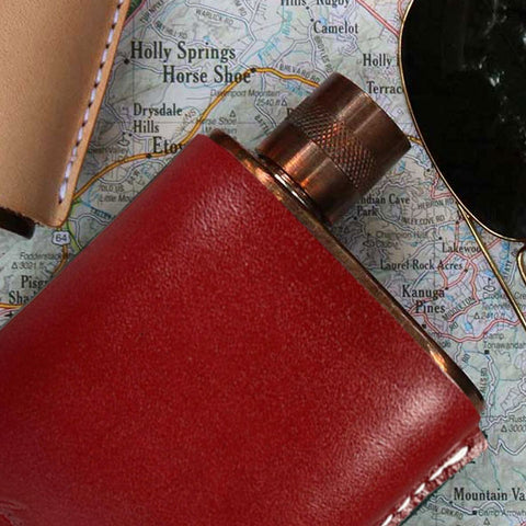 Jacob Bromwell Main Catalog Cardinal Leather Flask Sleeve