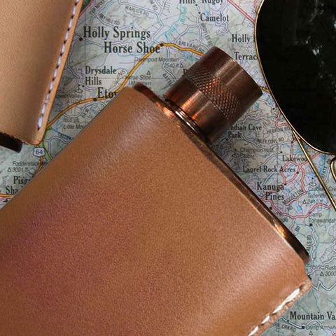 Jacob Bromwell Main Catalog Cognac Leather Flask Sleeve